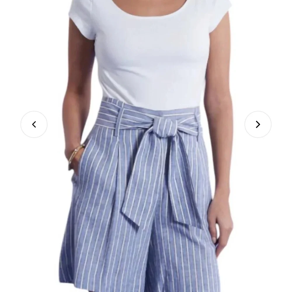 Tyler Boe blue White Striped linen blendConner Stripe Short size 4 - Picture 1 of 6